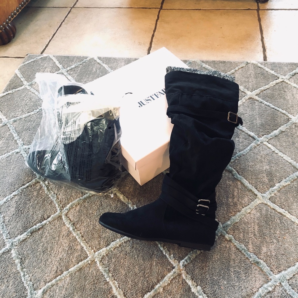 New Black Sweater Cuff Over-The-Knee Boots